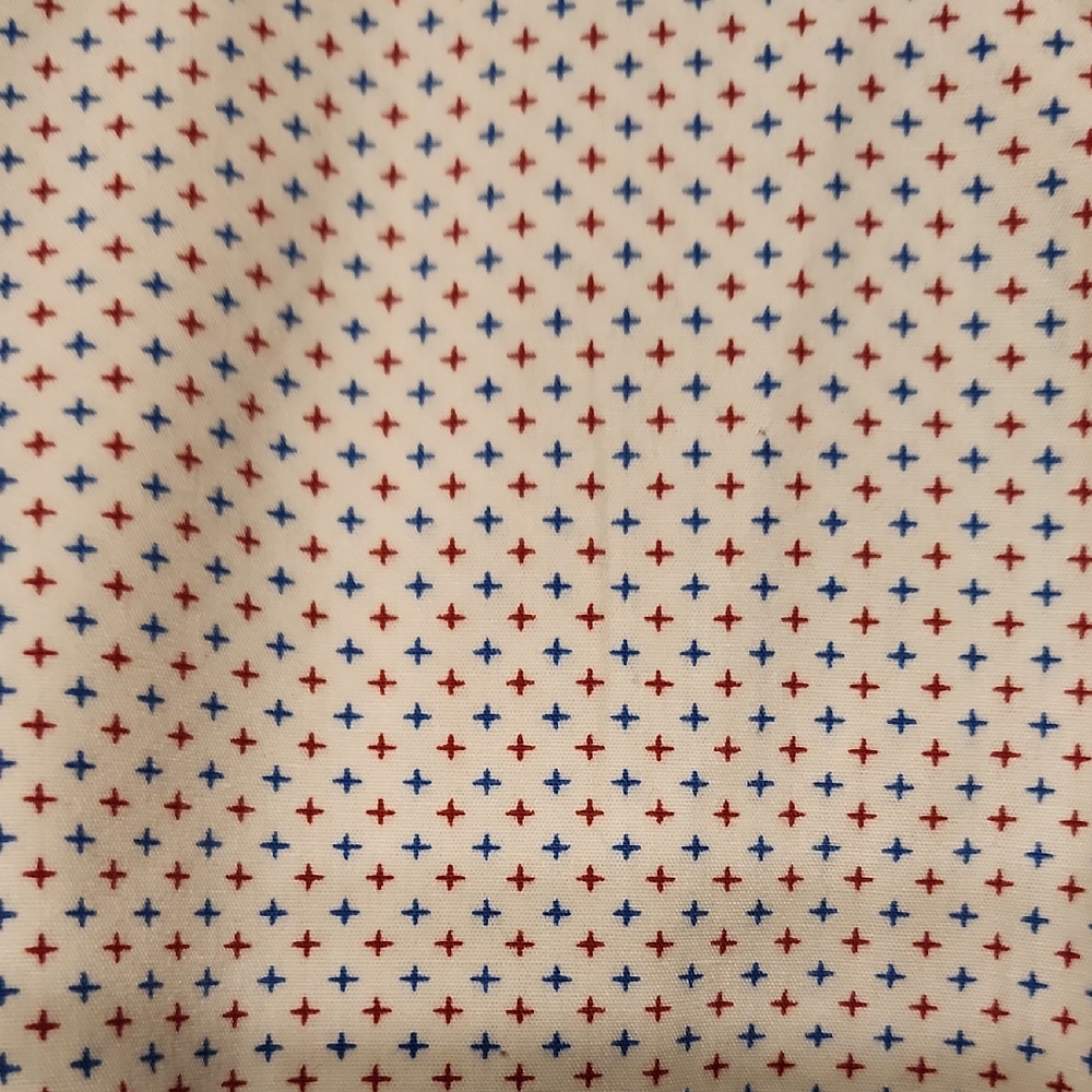 Mens, medium, slim fit, long sleeve button-down microprint, Red and Blue Crosses